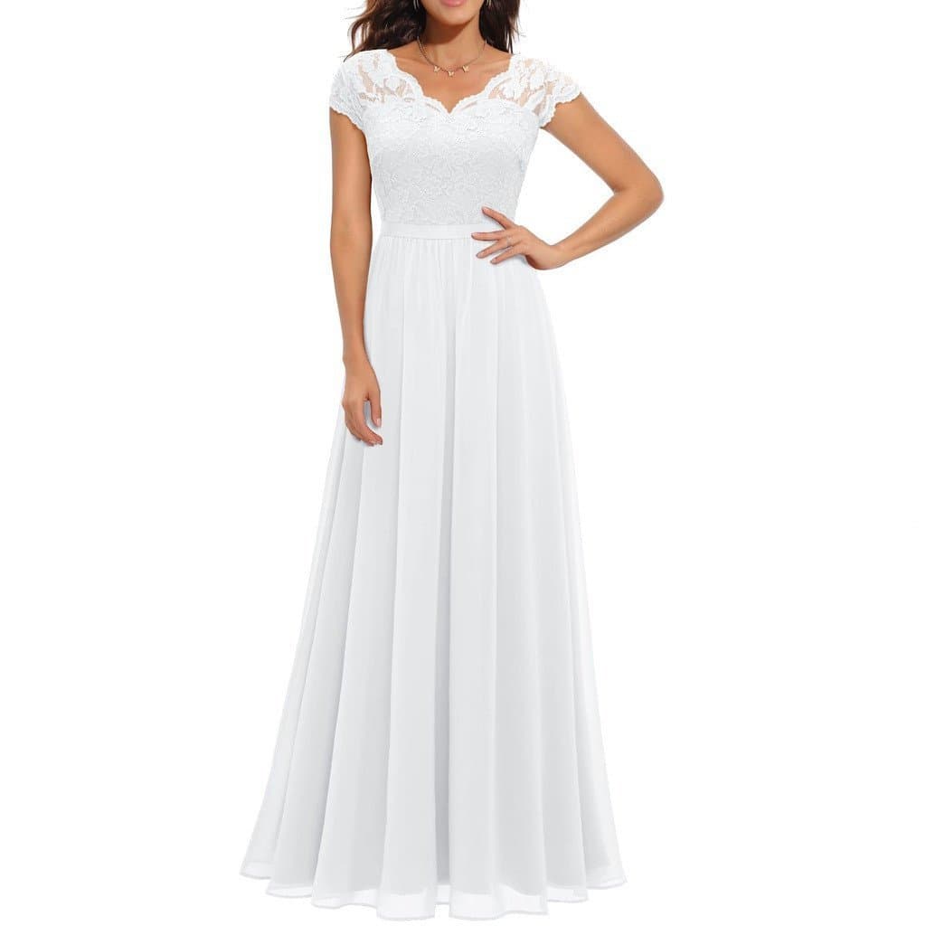 vestidos de festa feminino longo para casamento madrinha com renda civil evangélica branco