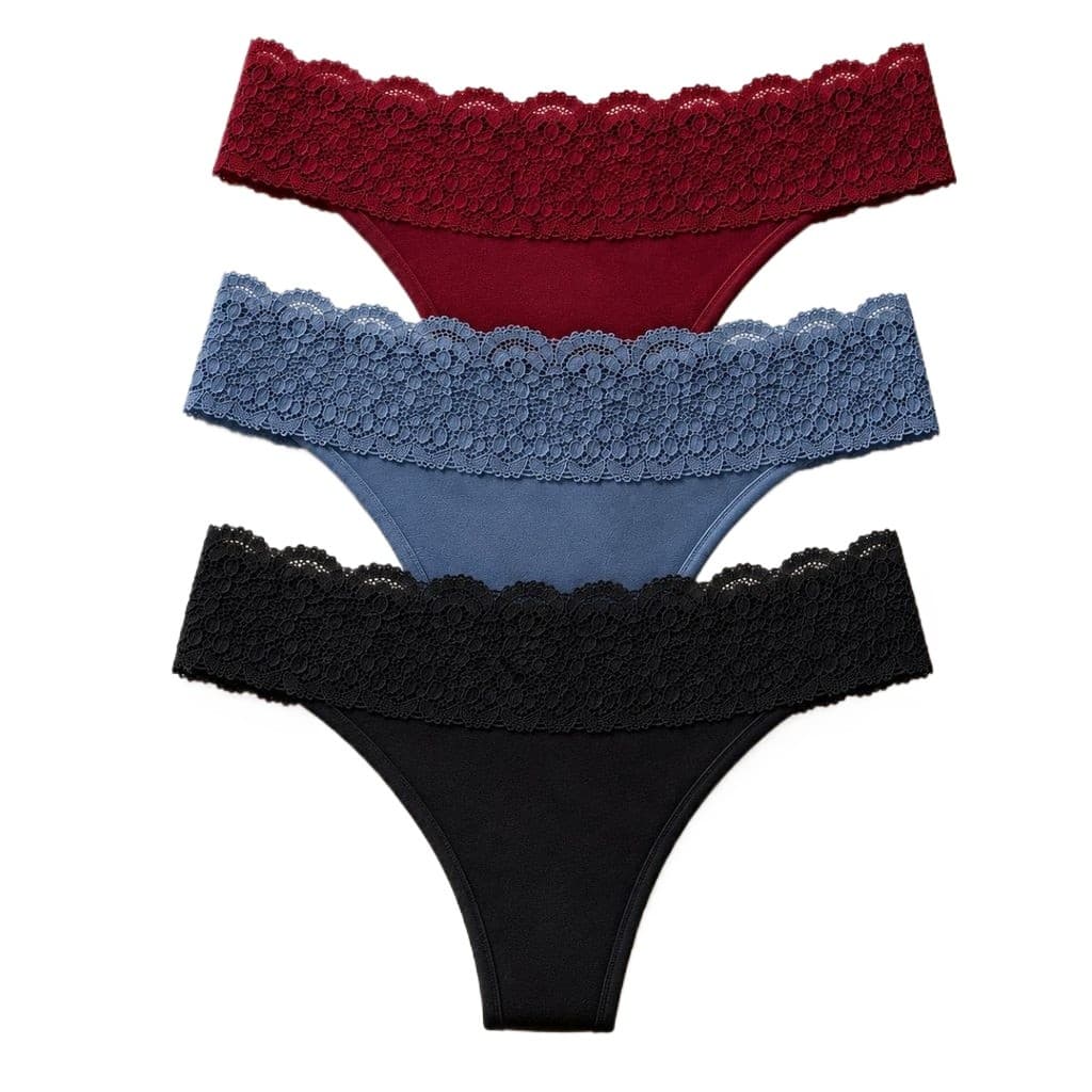 Kit 3 Calcinha Fio Cós Renda Delicada Cintura Alta Toque Macio Conforto Diário Roupa Intima Feminina