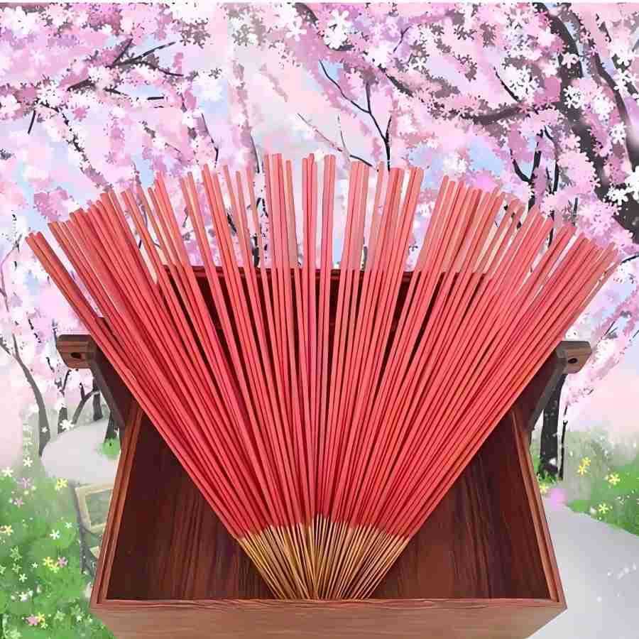 100 Unidades De Bastões De Incenso De Bambu Com Aroma De Flor De Cerejeira Rosa
