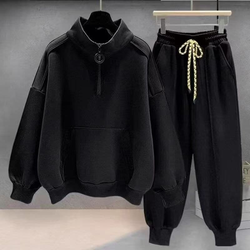 Velo grosso terno masculino inverno estilo Hong Kong na moda combinando bonito zíper meia gola alta manga longa moletom