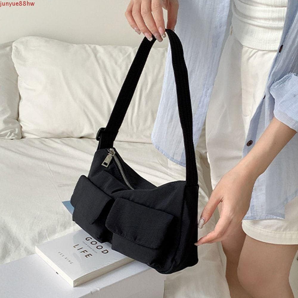 JUNYUE Bolsa De Ombro Único , Transversal De Nylon De Cor Sólida Mensageiro À Prova D'água Com Vários Bolsos