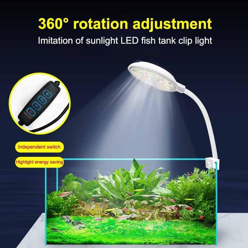USB Aquário Lâmpada LED Tanque De Peixes Luz Decoração Planta Aquática Vários Modos Regulável Leveza Espectro Completo M
