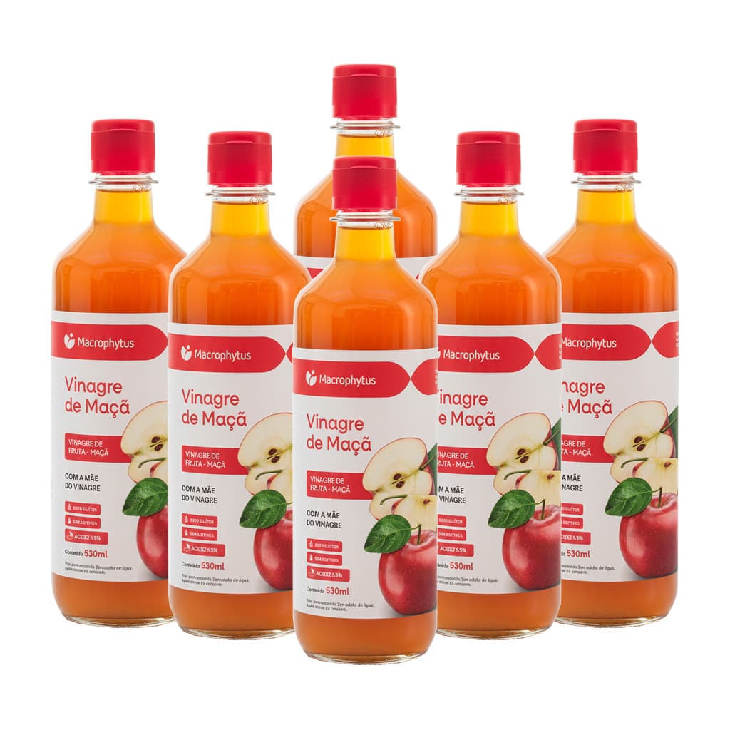 Kit 6 Vinagre de Maçã 530ml (Acidez 5,5%)