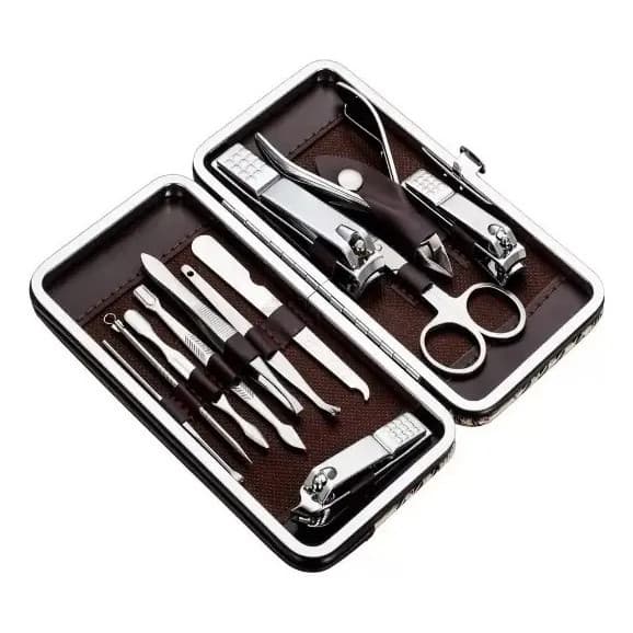 Kit Manicure Portátil Estojo Alicate Cortador De Unha 12 Pç