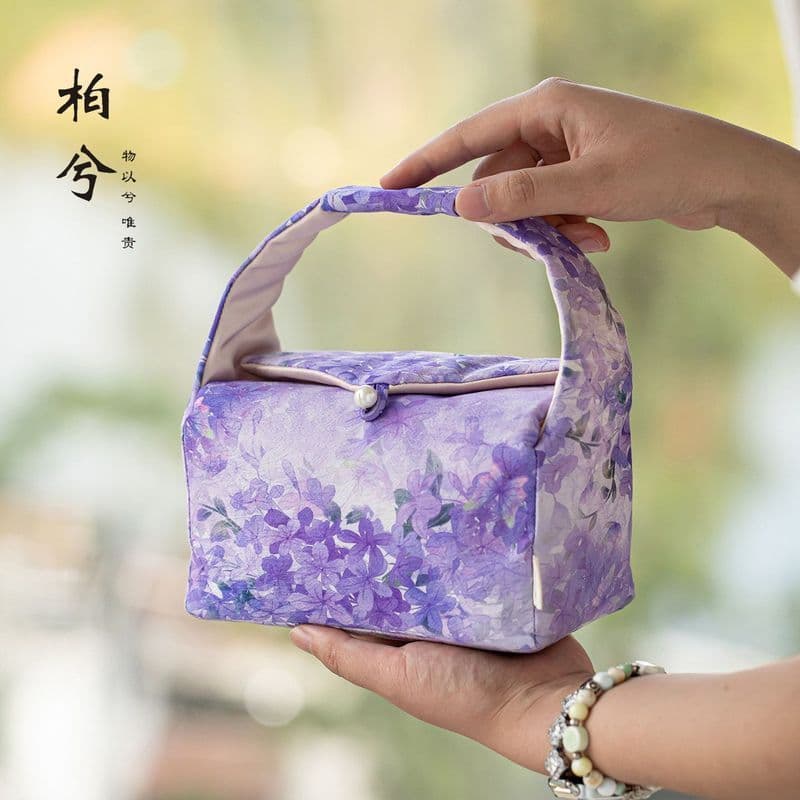 Saco de chá de tecido artesanal chinês portátil viagem acampamento conjunto de chá saco de armazenamento senhoras dedica
