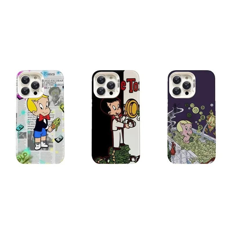 Capinha Alec Monopoly arte de rua com sacos de dinheiro, Compatível para iPhone 17, 16, 15, 14, 13, 12, 11