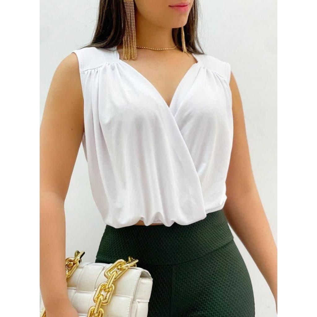 Blusa Regata Feminina Elástico Cintura Decote Profundo Elegante Moda Super Envio ! !