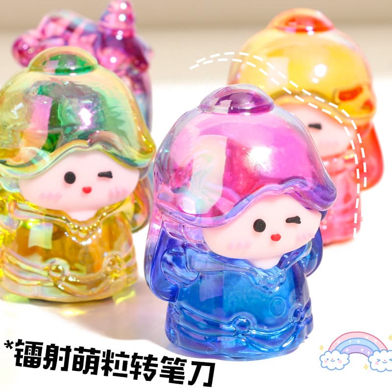 Cristal colorido bonito pelota boneca apontador de lápis princesa ornamentos bonito pônei Mini feito à mão papelaria pre