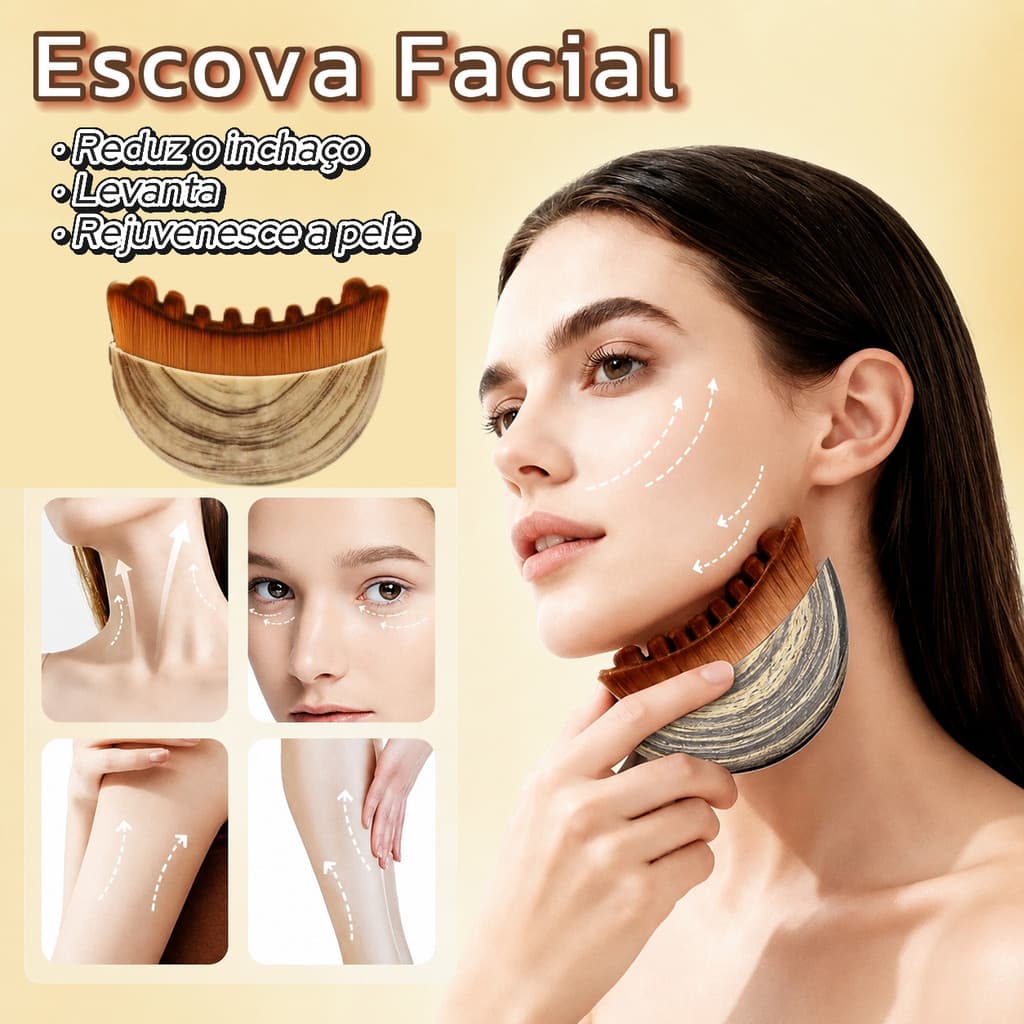 Escova Facial Massageadora para Lifting Drenagem Facial Reutilizável Anti Inchaço Com Case Protetora