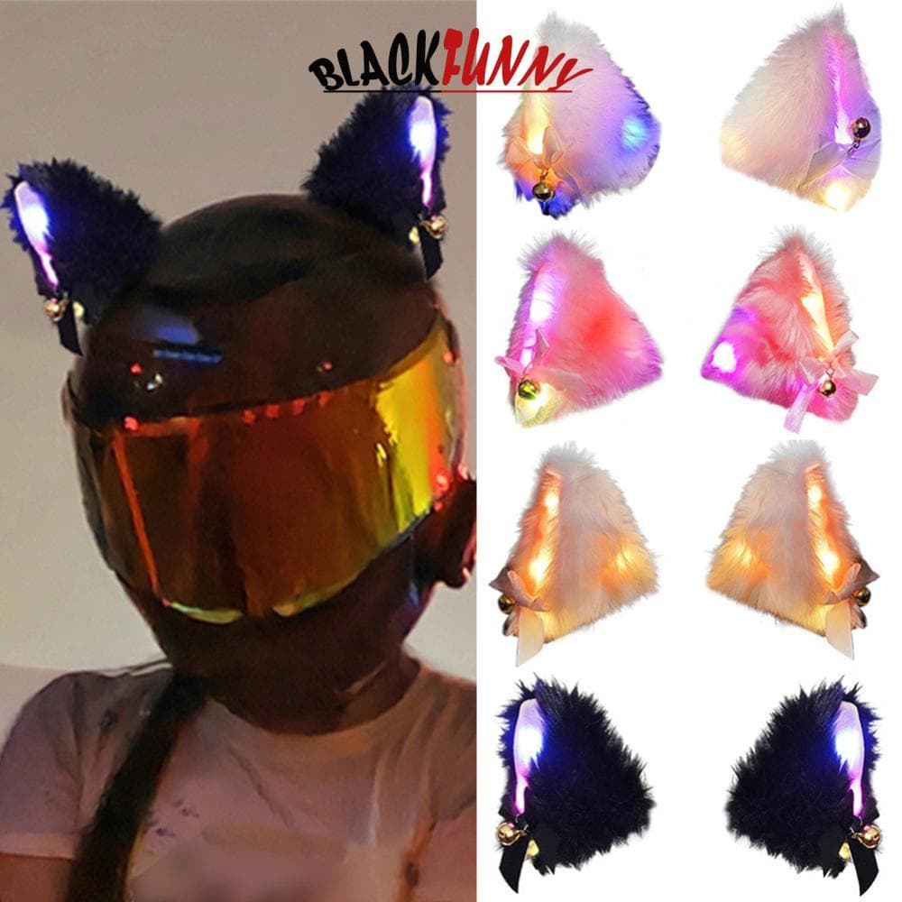 BLACKFUNNY 2 Peças Adesivos De Decoração Para Capacete De Motocicleta Com Orelhas De Gato De Pelúcia Motocross Rosto Int