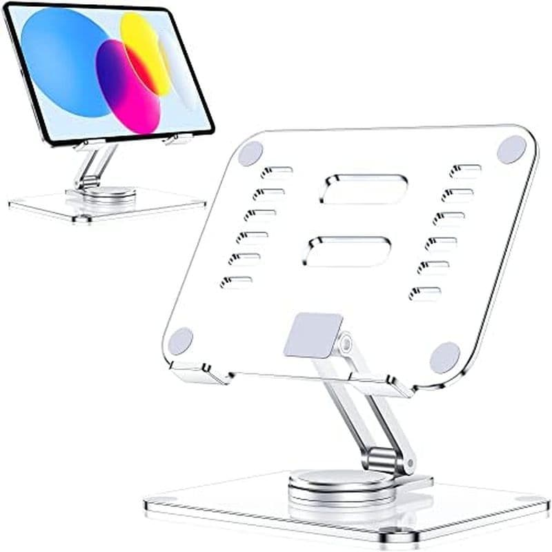 Suporte De Para Tablet De Acrílico CreaDream Com Base Giratória De 360 , Dobrável Ajustável Transparente Escritório Domé