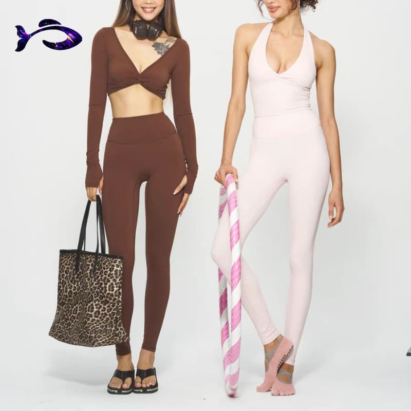 Conjunto de Yoga Feminino de 3 Peças, Top com Costas Cruzadas + Sutiã Esportivo Acolchoado + Leggings de Cintura Alta Pa