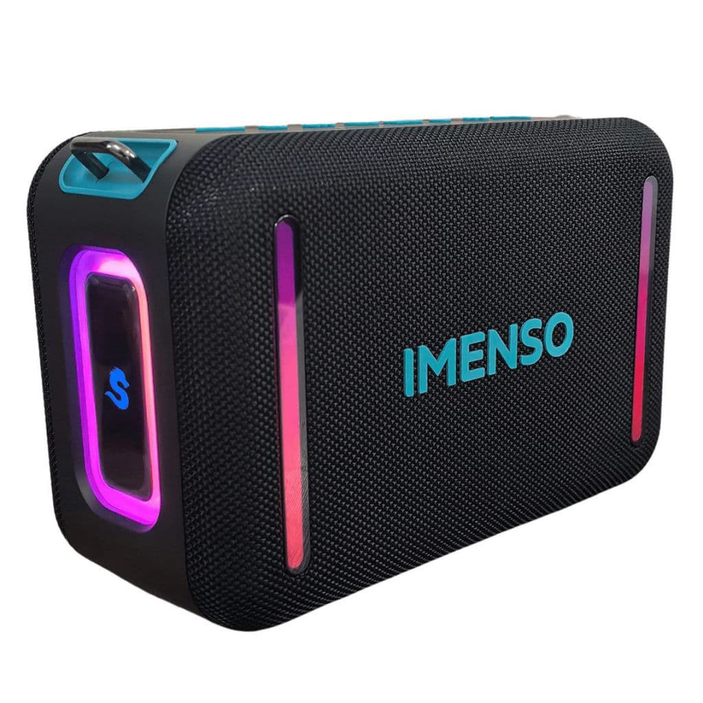 Caixa De Som Bluetooth Imenso IMS-X55 40W RGB TWS Rádio FM USB Cartão TF Entrada AUX Bluetooth 5.4