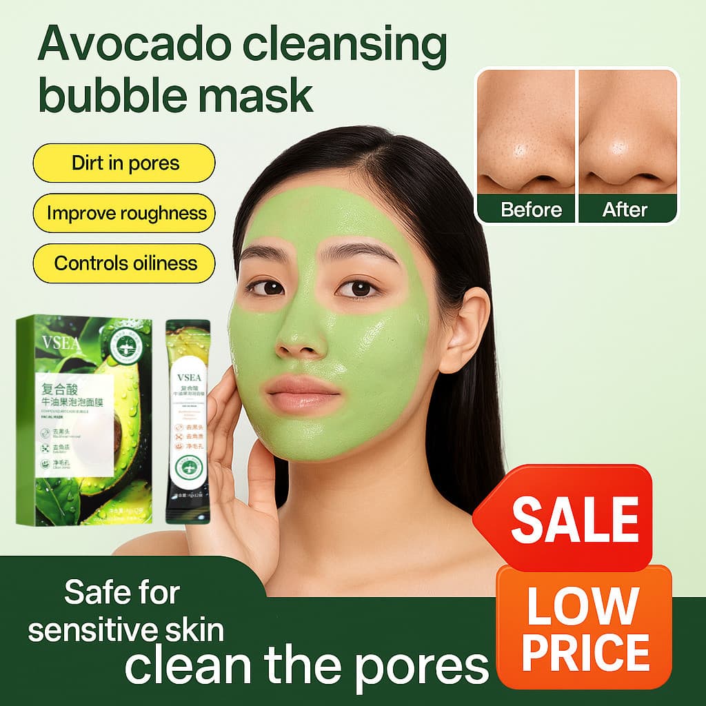 【Limpeza Profunda】Máscara Facial de Bolhas de Abacate JC/Ácido Complexo/Bolhas Finas/Máscara de Limpeza/Hidratação