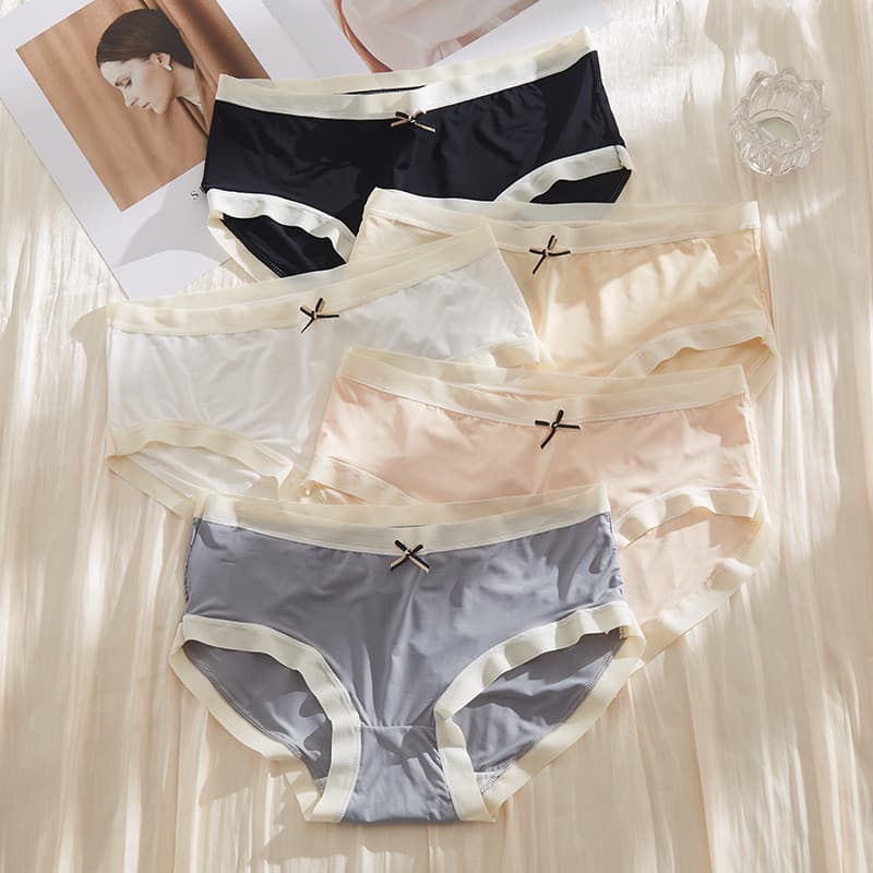 ((Pacote de 3) Novo estilo sem costura de seda gelada roupa íntima feminina verão fino algodão virilha cintura média rou
