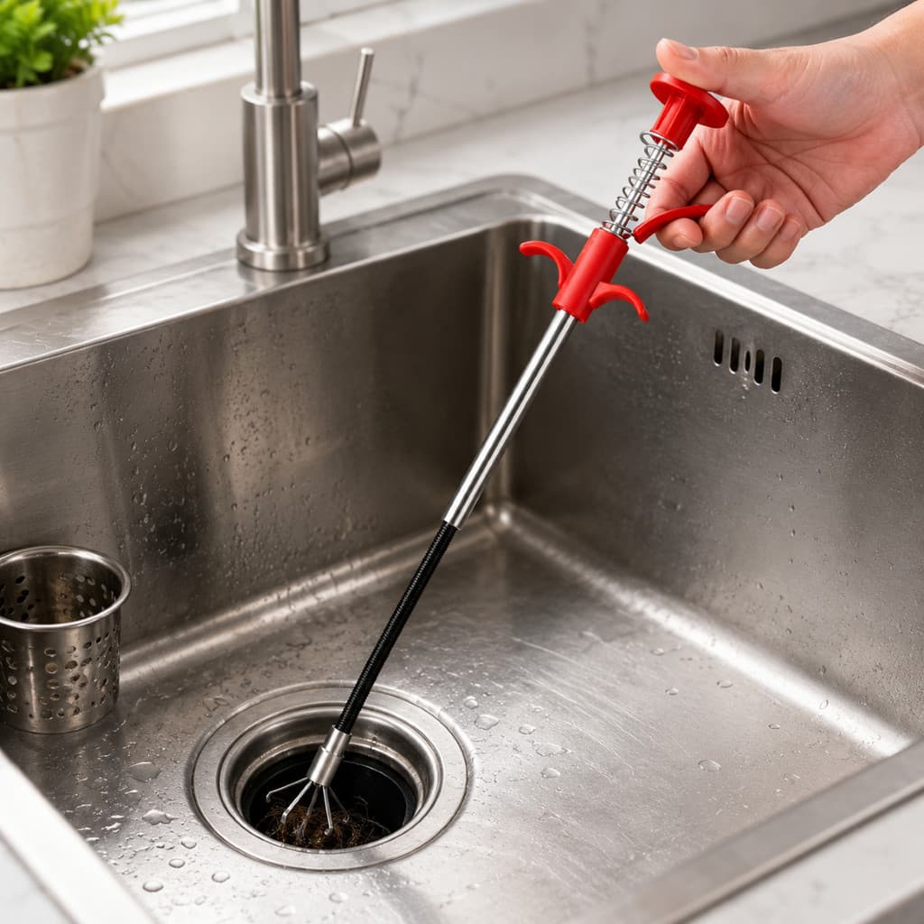 Desentupidor Flexível 90cm com Garra Retrátil para Pia Banheiro e Cozinha