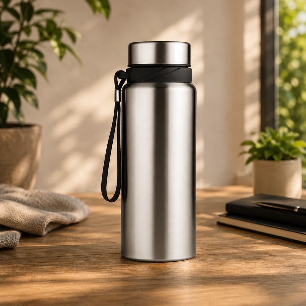 Garrafa Térmica Inox 750ml Com Filtro Chá Café Escritório Academia Tampa Vedação De Silicone