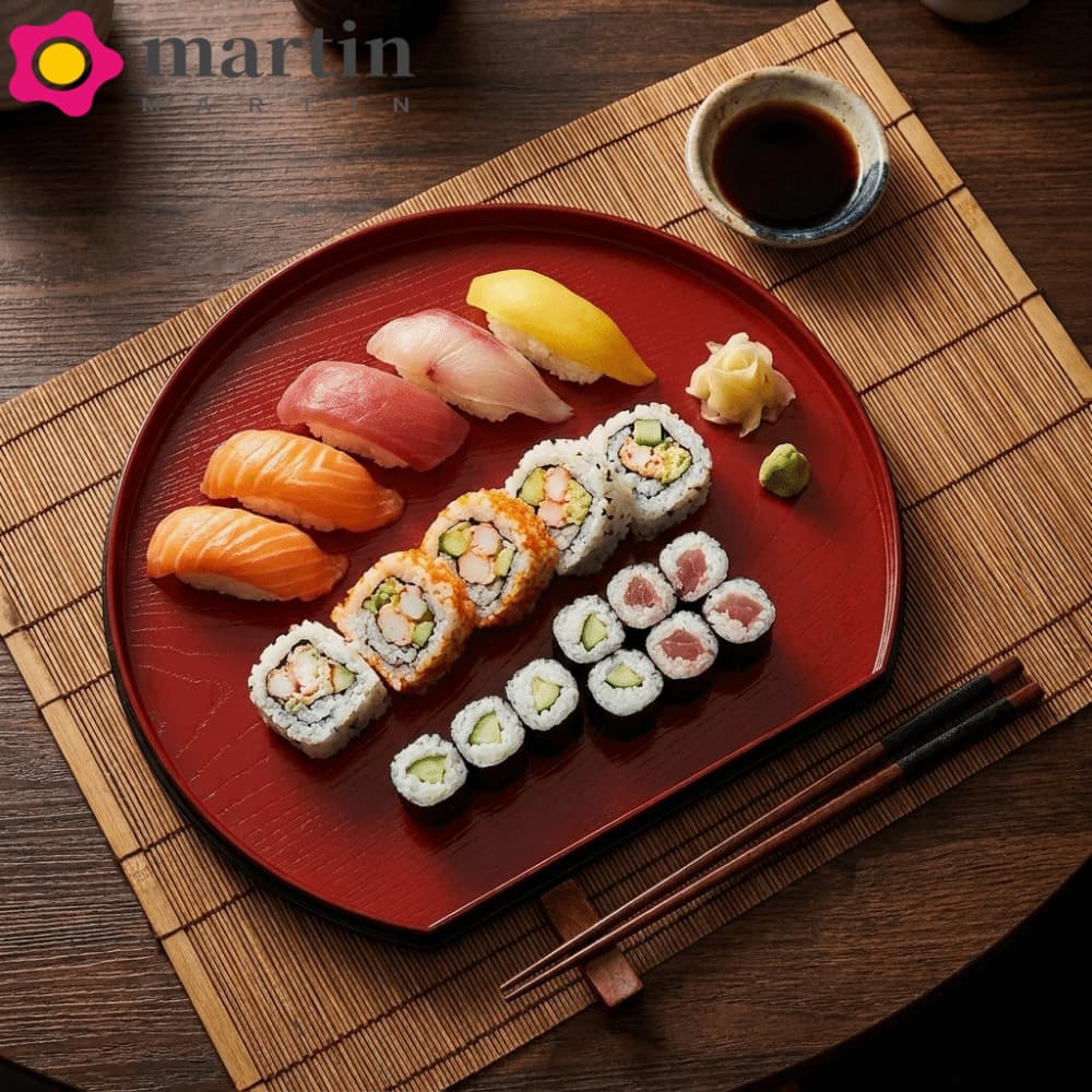 Prato De Comida MARTIN , Sushi Semicircular Espessado Empilhável , Bandeja De Frutas De Plástico Estilo Japonês