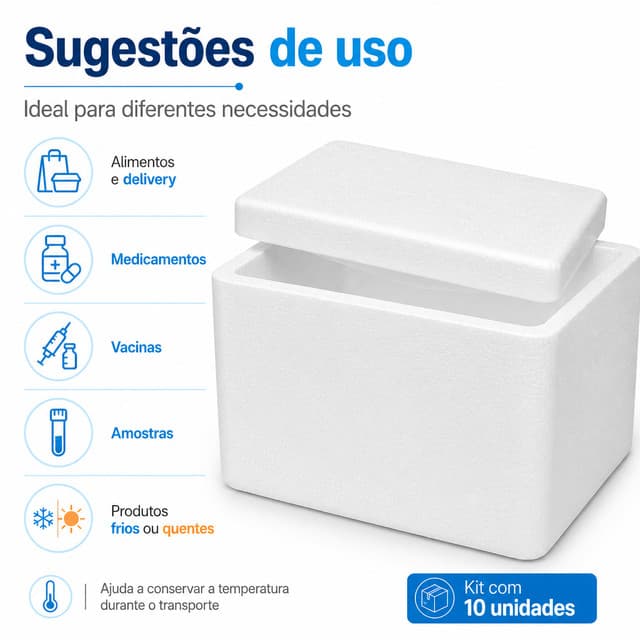 Caixinhas de Isopor Térmica para Injeções e Suprimentos Pequenos 250g e 500g Escolha a Quantidade
