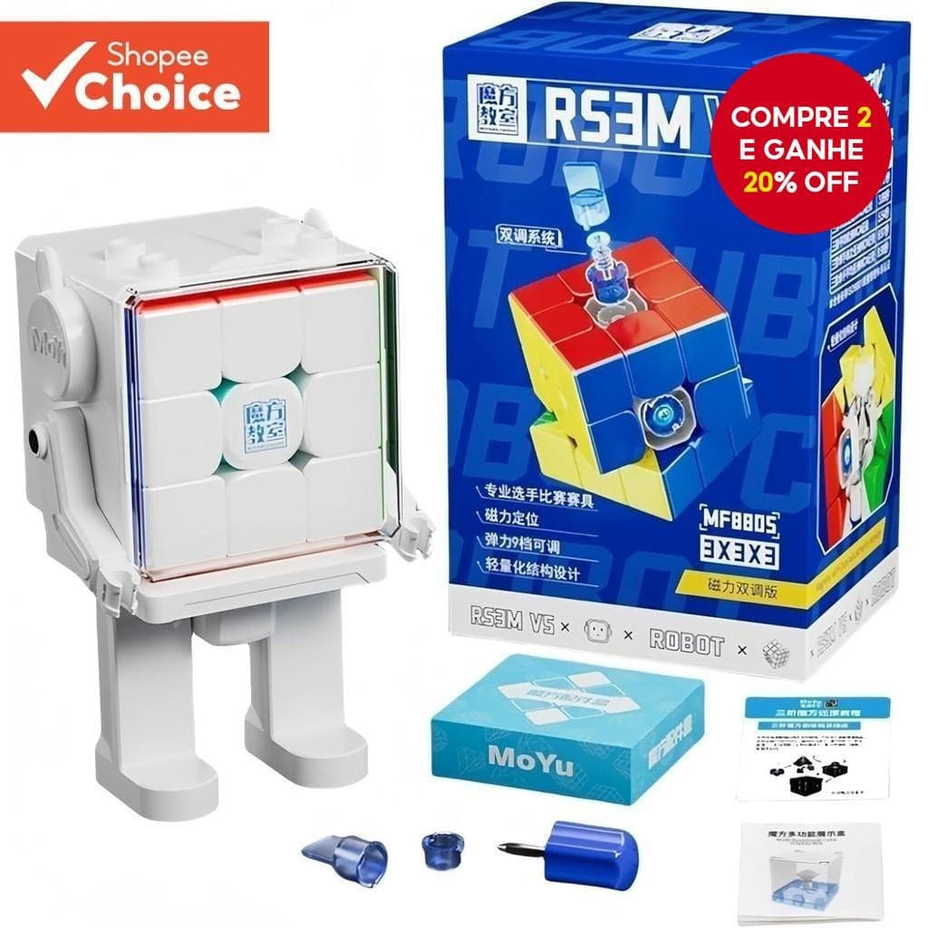 MOYU RS3M V5 3x3x3 Speed Cube Cubo Mágico Magnético para Crianças e Adultos com Robô Duplo