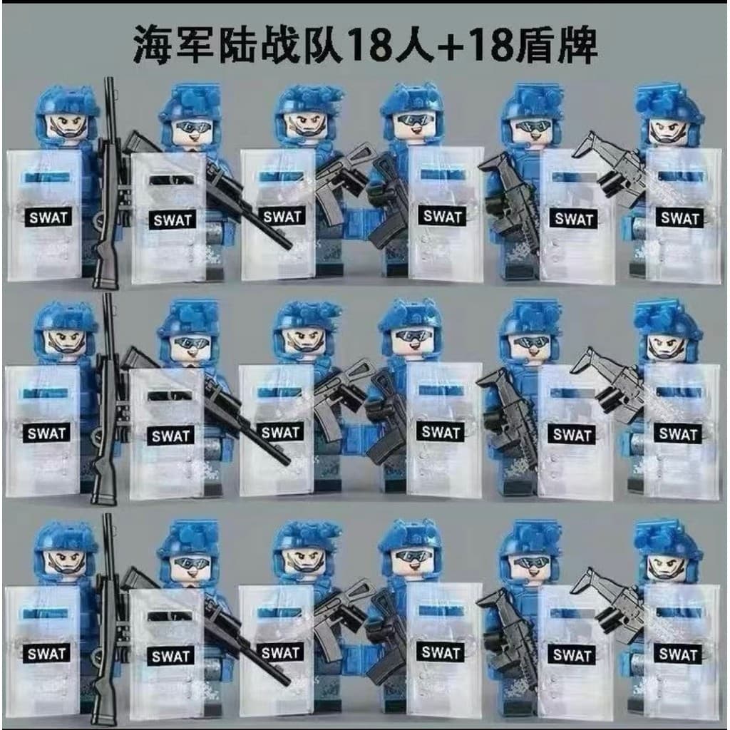 Boneca SWAT Fantasma compatível com Lego, 18 bonecas militares equipadas com capacete, arma, colete à prova de balas, br