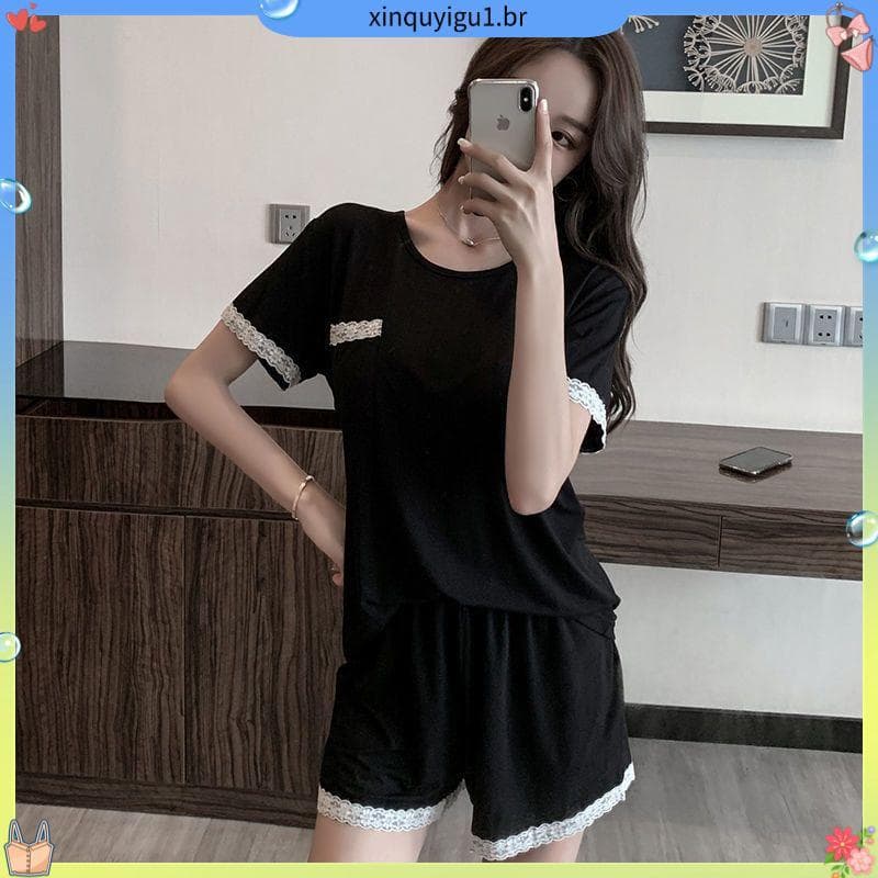 Modal High-End pijamas feminino verão de manga curta doce 2025 novo estilo verão influenciador venda quente Homewear ter
