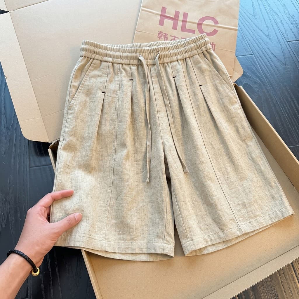 Shorts Casuais Estilo Masculino Dinheiro Antigo Imitação De Linho Masculinos cleanfit Marca Na Moda Casual Calças Médias