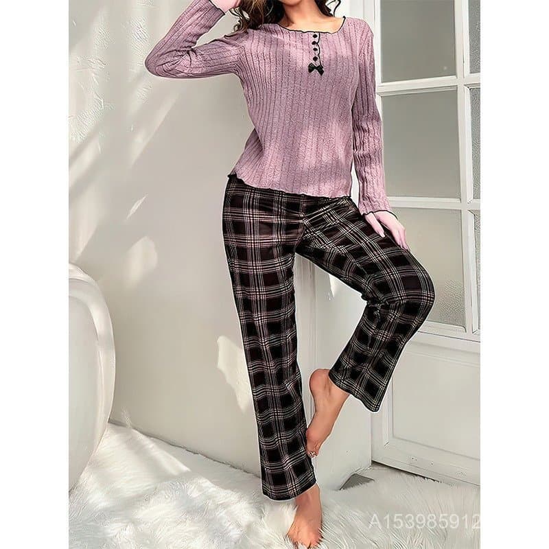 Duplo longo terno pijamas de pelúcia feminino Cross-Border estilo europeu americano fábrica pronto estoque desenhar tira