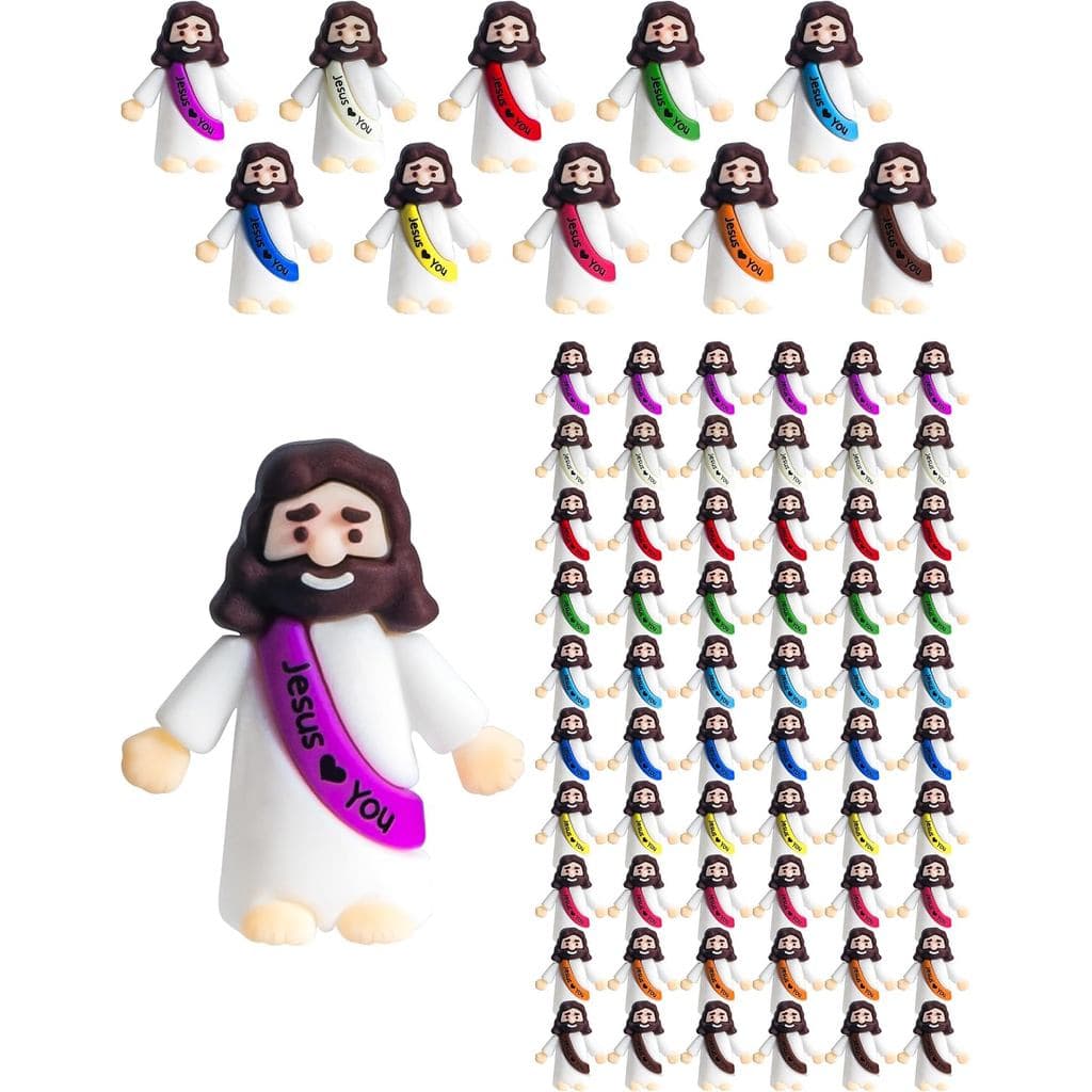 Little Jesus Figures, 100pcs Mini Jesus Figurines in Bulk, 10colors Baby Jesus Figure Mini for Hide and Seek Religiou Pa