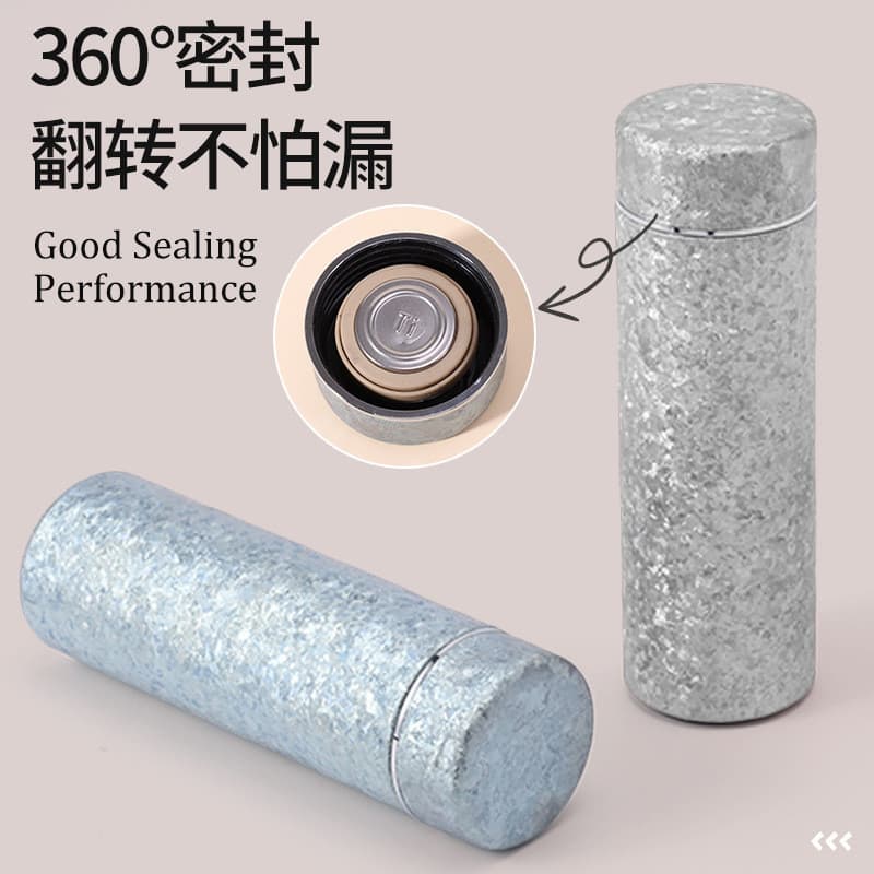 Copo térmico de titânio puro com design moderno e padrão de gelo para uso doméstico, copo de água totalmente em titânio