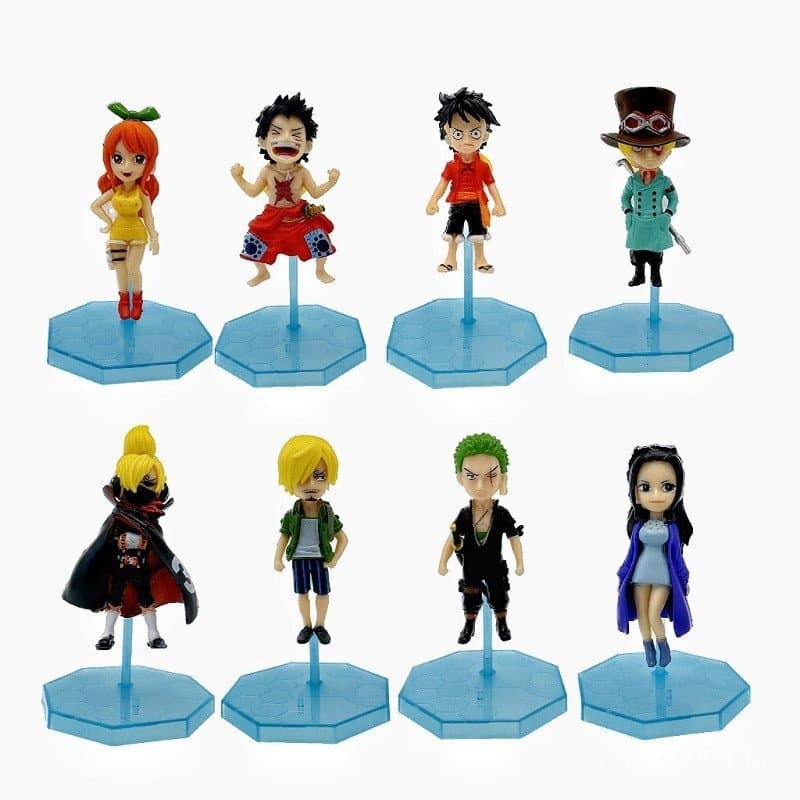 8 Pçs/Set 7-10cm Japão Anime One Piece Decoração De Mesa Luffy Nami Sanji Zoro Nico Robin Sabo Q Versão PVC Figuras De A