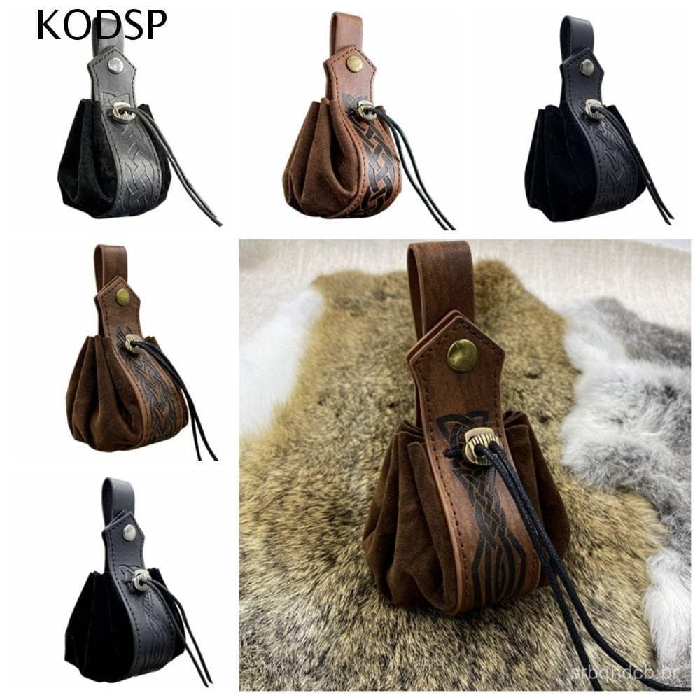 Bolsa De Moedas Portátil Nórdica KODSP , Cinto Medieval Com Cordão De Couro Sintético Ajustável