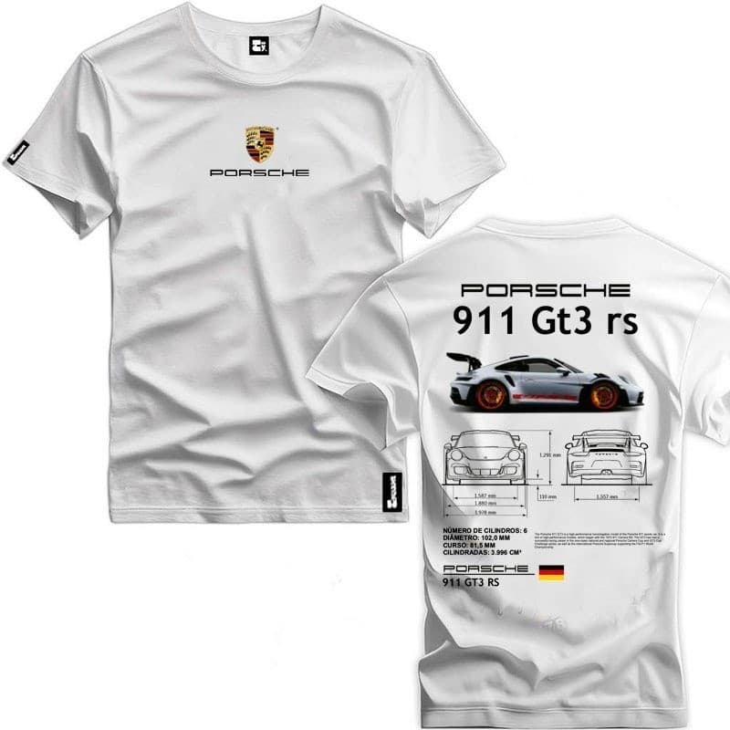 Camiseta Porsche 911 Frente & Costas 100% Algodão Unissex Premium Verao Estampado