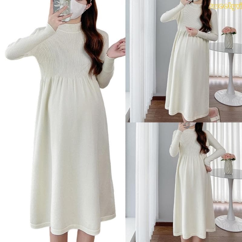 Vestido Feminino Materntiy Comprida Malha Roupas Inverno Outono Vestidos Suéter