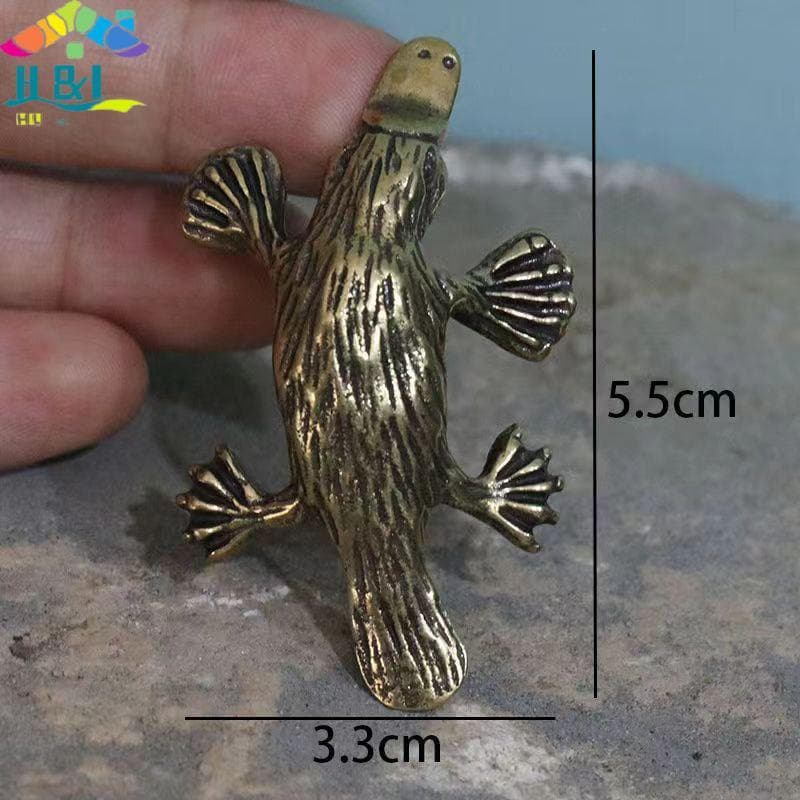 " H & L 1 Peça Ornamento De Ornitorrinco De Latão Retrô De Cobre Sólido Estatueta Em Miniatura Chá De Metal Animal De Es