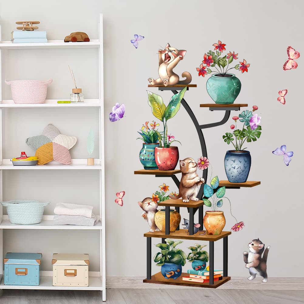 Papel de parede em vaso adesivos de parede sala de estar sofá papel de parede embelezamento decorativo auto-adesivo remo