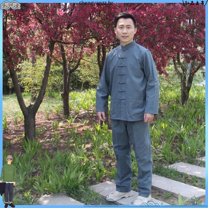 T Tang terno estilo chinês Retro algodão linho terno de manga comprida Hanfu meia-idade idosos terno de montanha de meia