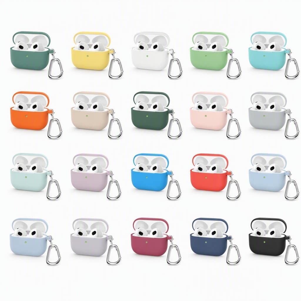 Capa de Silicone Compativel com AirPods Protecao Antichoque 360 com Mosquetao Lavavel AirPods 1 2 3  4 Pro Pro 2