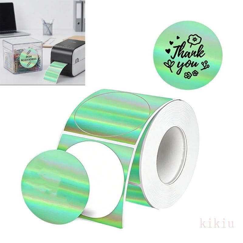kikiu 140 Peças Etiquetas Térmicas Brilhantes Papel À Prova D'água 50mm Adesivo Redondo Térmico Para Escritórios Domésti