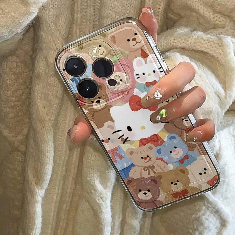 Hello Kitty Bear é adequado para a capa de celular 17PROMAX, iPhone 16, design criativo 15, capa macia 14 HNY0.