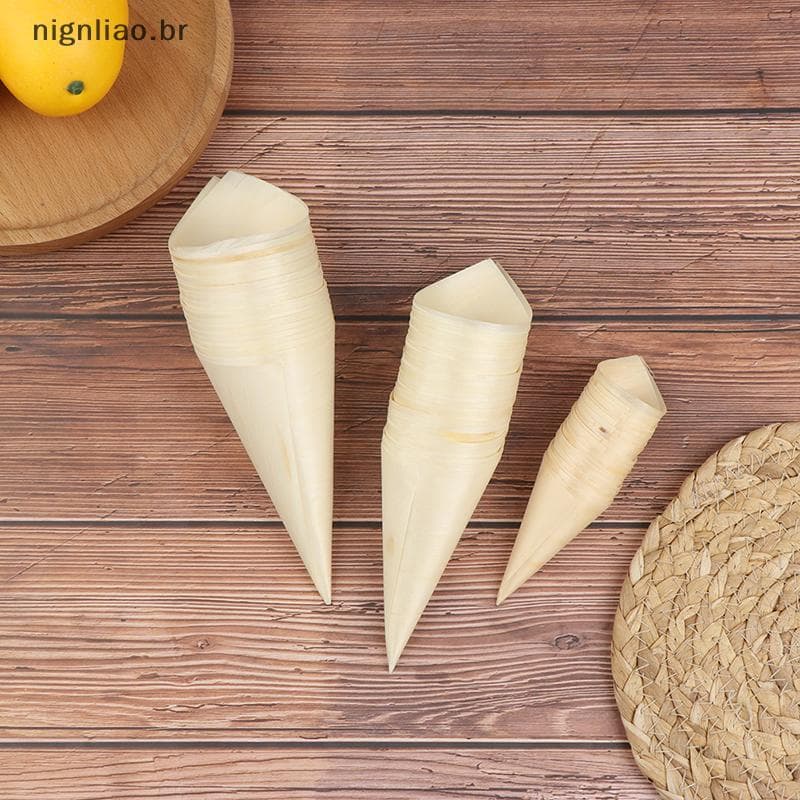 nignliao 50 Peças Cones Descartáveis De Madeira Para Aperitivo , Copos De Cone De Sorvete , De Doces Festa BR