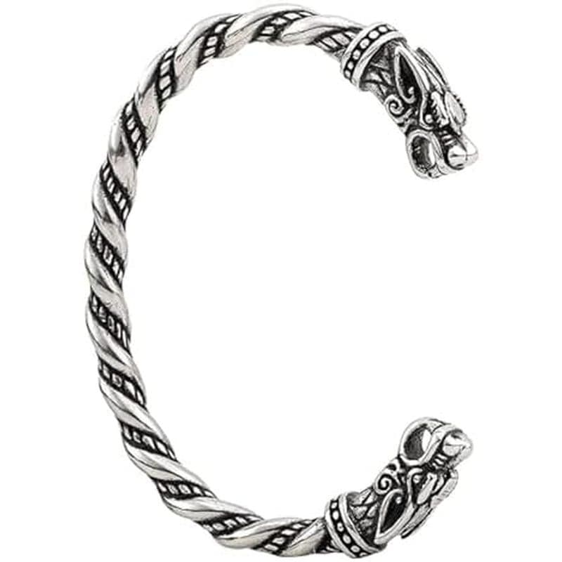Pulseira Fenrir Wolf Head Ajustável , Anel De Braço Viking , Nórdica Escandinava De Aço Inoxidável 316L De Metal Nórdico