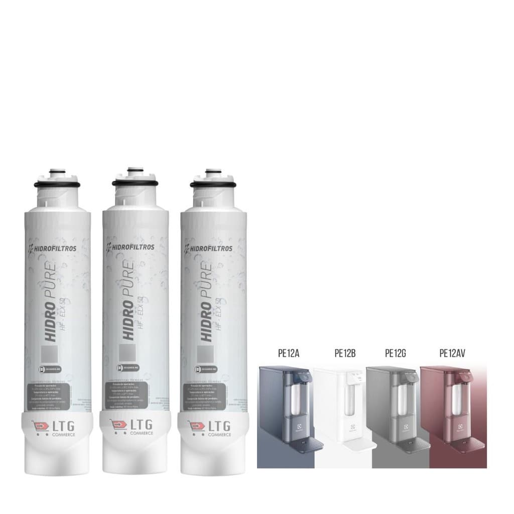 Kit 3 Refil Para Eletrolux Filtro Água Pe12a Pe12b Pe12g