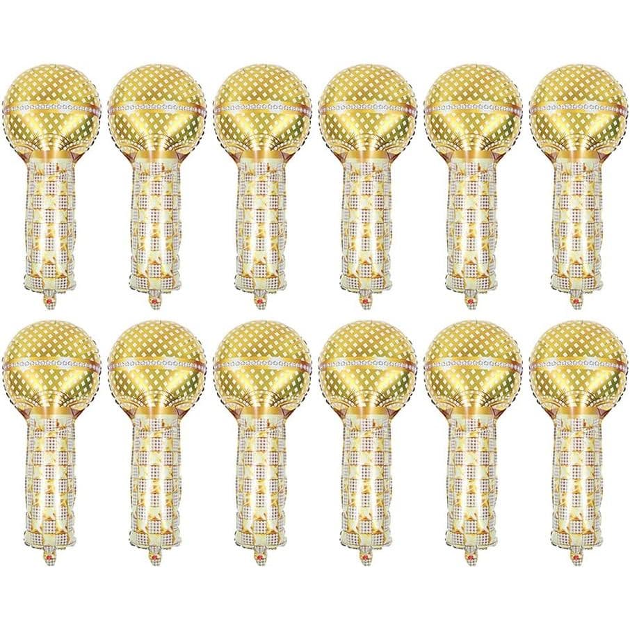 LUOZZY 12 Balões Infláveis de Microfone Dourados, Balões de Folha de Microfone, Brinquedos de Microfone Infláveis para L