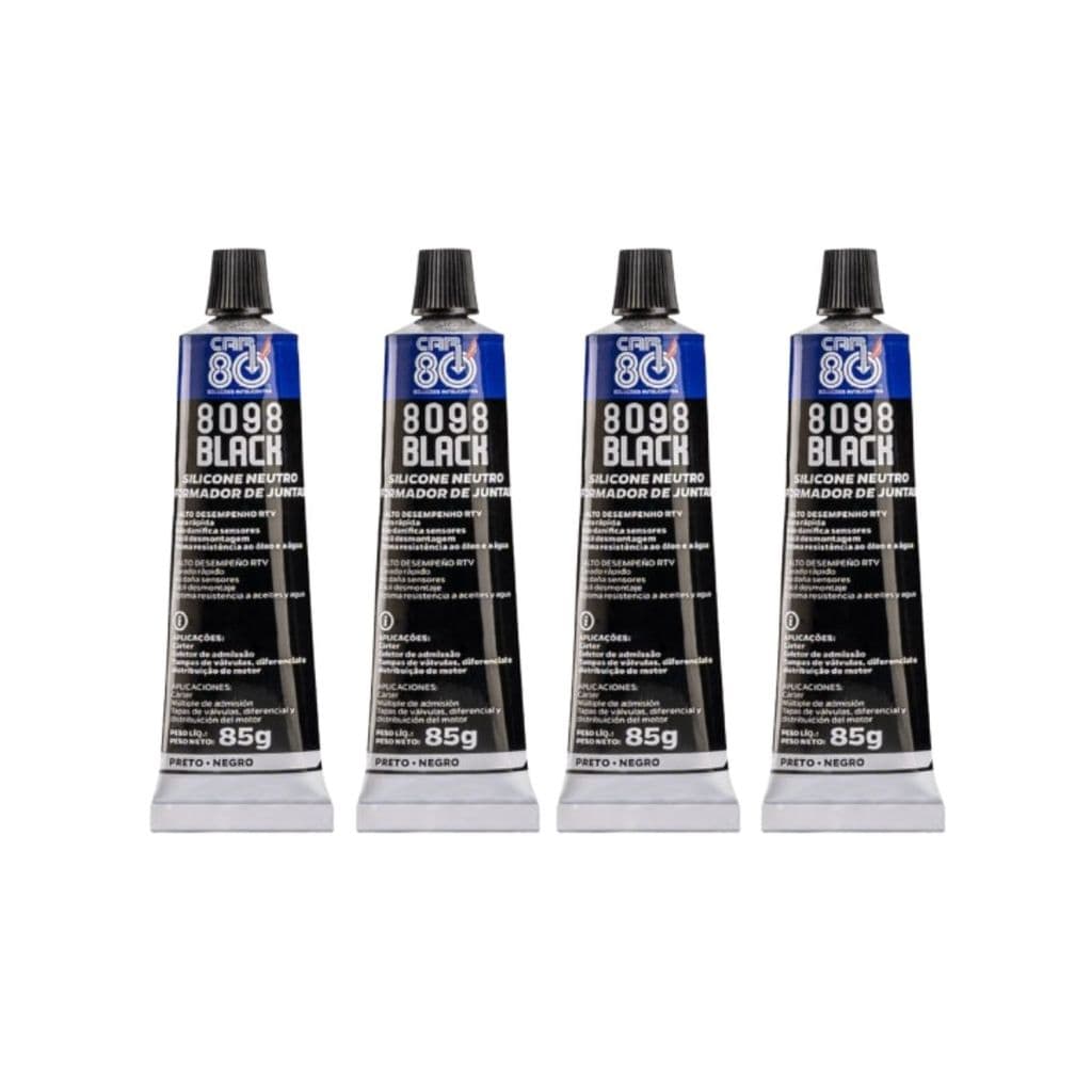 4 Silicone Neutro Formador De Juntas Black Car80 8098 85g Alta Temperatura