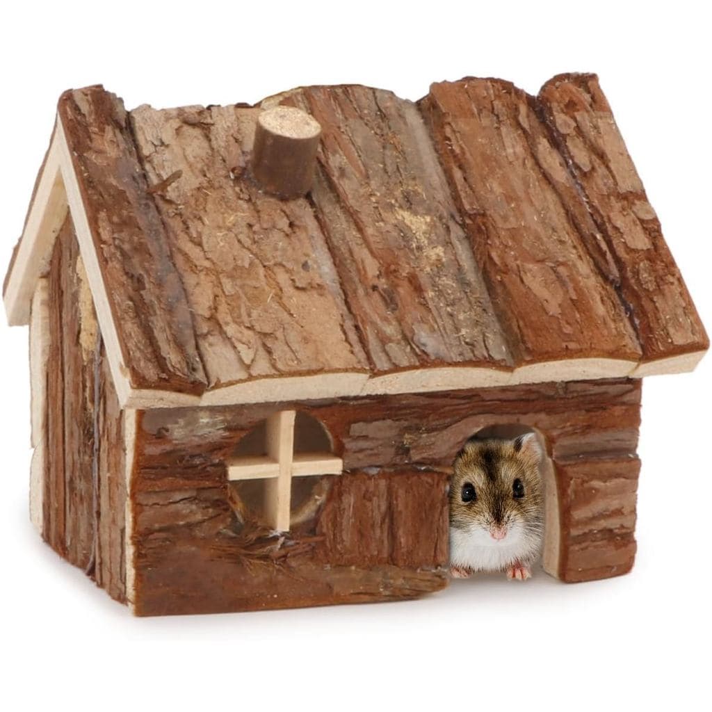 Casa de Madeira para Hamster Wontee, Abrigo para Hamsters Anões, Ratos e Pequenos Gerbos (Pequeno) XESI