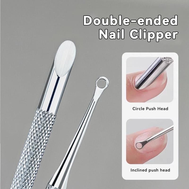 Pá De Cabeça Oblíqua Circular Push-Raspador De Ponta Dupla-Removedor De Manicure De Aço Inoxidável Empurrador De Bastão