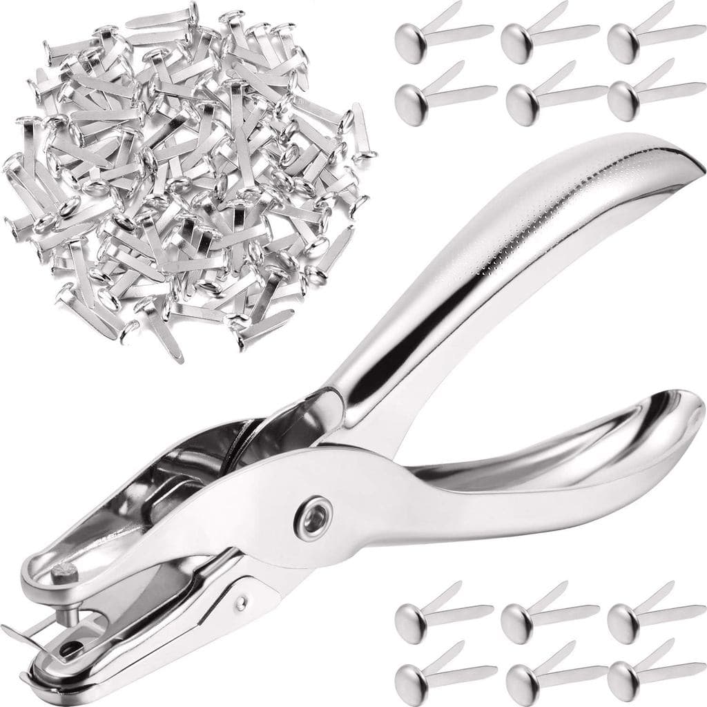 300 Peças de Fixadores de Papel de 3/4 Polegadas, Pequenos Pregos Redondos de Metal com Furador para Scrapbooking, Artes