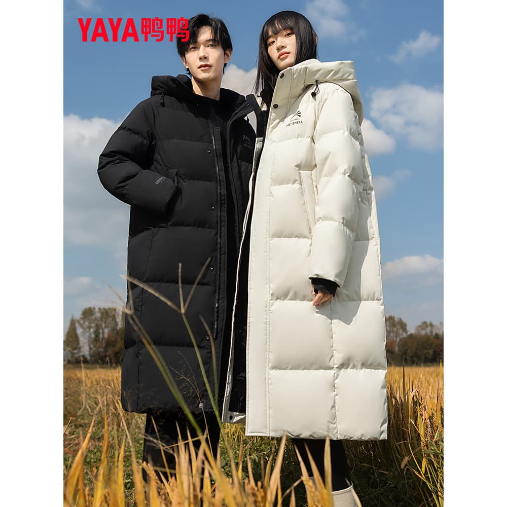 Wang Yibo mesmo estilo pato casca de gelo sobre o joelho jaqueta longa para baixo das mulheres dos homens inverno extrem