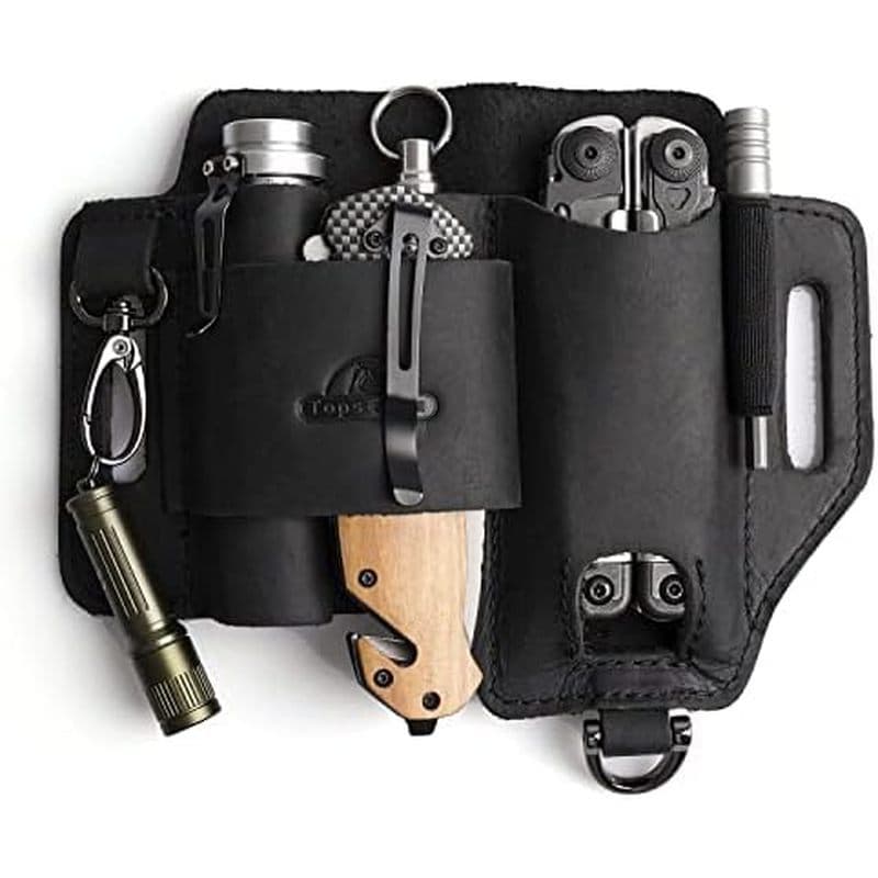 Bainha Multiferramenta De Couro Topstache , Organizador De Cinto EDC Para Trabalho E Uso Diário , Bolso Lanterna , Prese